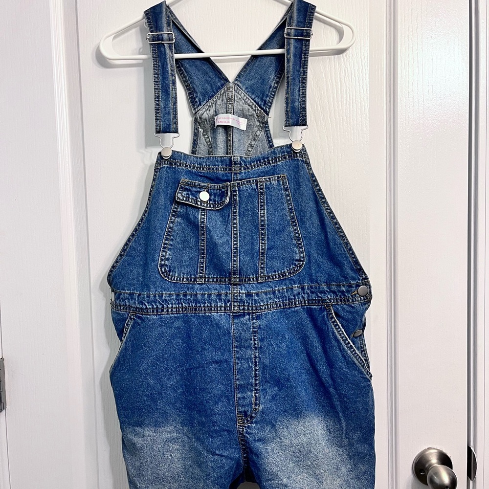 No Boundaries denim overalls shorts